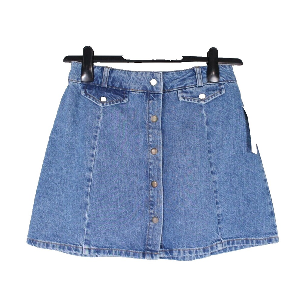 NWT BDG URBAN OUTFITTERS Denim SNAP-UP Faux Pockets SADIE MINI JEAN SKIRT sz M